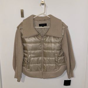Beige Puffer Knitted Blend Jacket